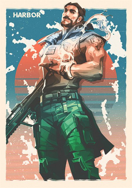 2023 Pop Shootout Game Valorant Poster Set Neon Skye Gekko Harbor Jett Gun Canvas Painting Wall 1 - Valorant Store