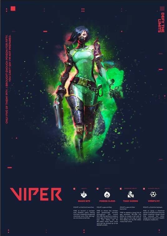 Hot Esports Gaming Valorant Anime Figure Posters Print Viper Reyna Canvas Painting Wall Art Pictures For 10 - Valorant Store
