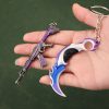 Valorant Melee Reaver 2 0 Karambit Keychain Game Peripheral M4 Samurai Dagger Model Metal Key Ring 4 - Valorant Store