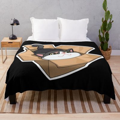 Cat In A Box Spray Throw Blanket Official Valorant Store