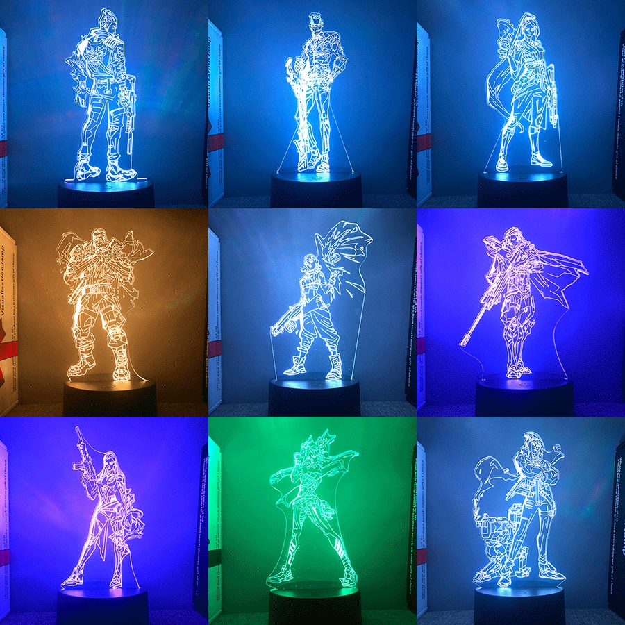 23Models Valorant Figure 3d Led Lamp For Bedroom All Hero Statues Acrylic Night Lights Game Room 1 - Valorant Store