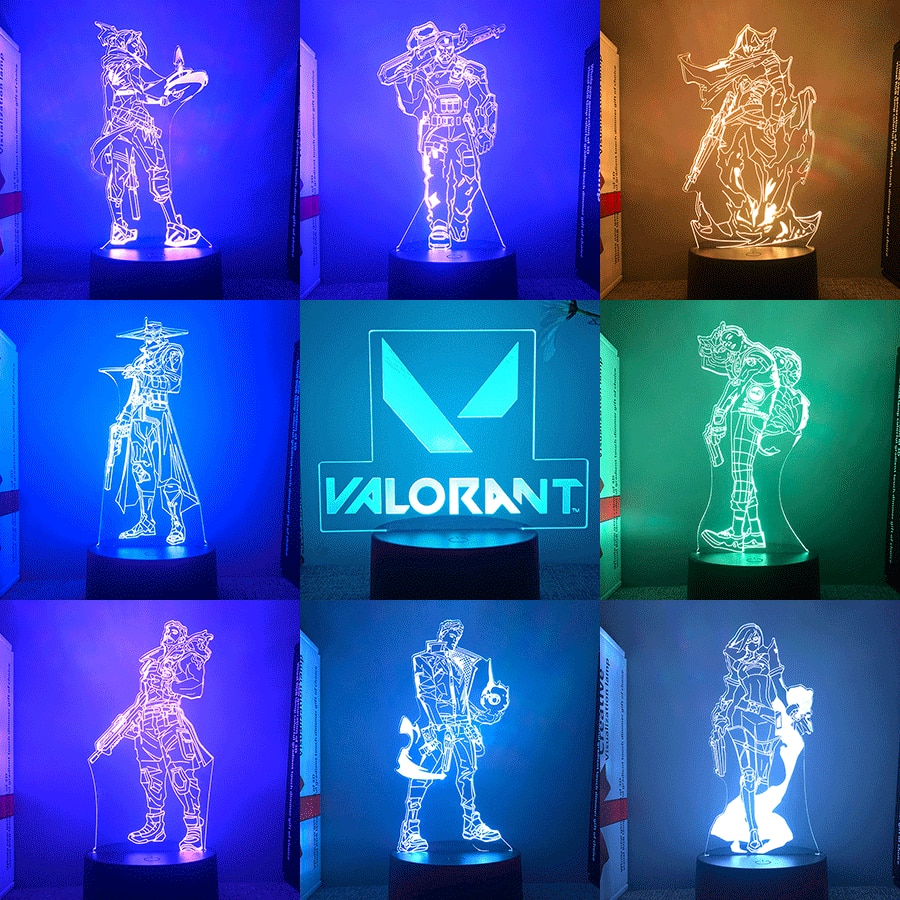 23Models Valorant Figure 3d Led Lamp For Bedroom All Hero Statues Acrylic Night Lights Game Room - Valorant Store