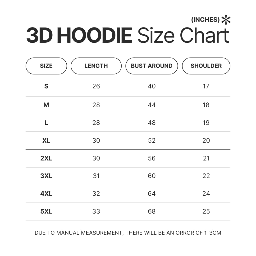 3D Hoodie Size Chart - Valorant Store
