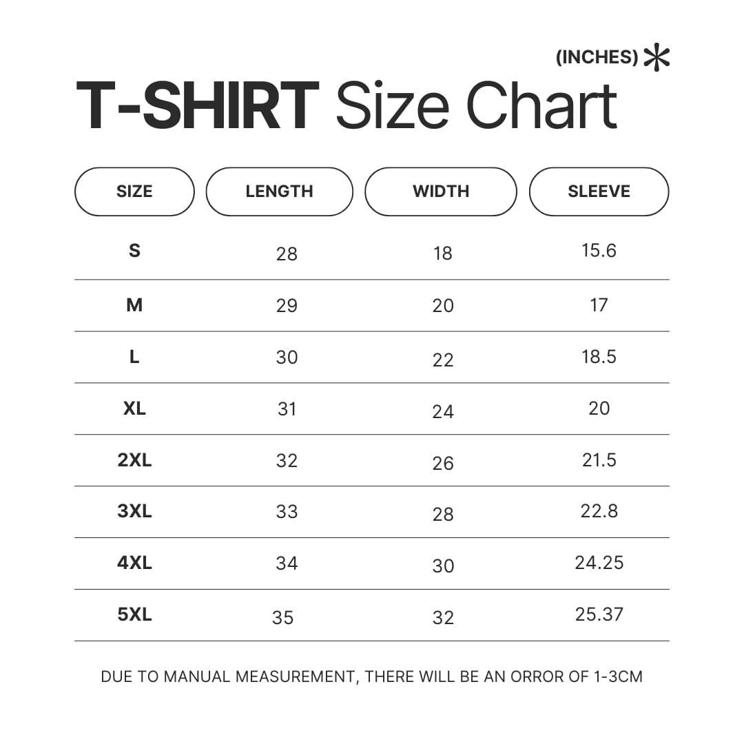 3D T shirt Size Chart - Valorant Store