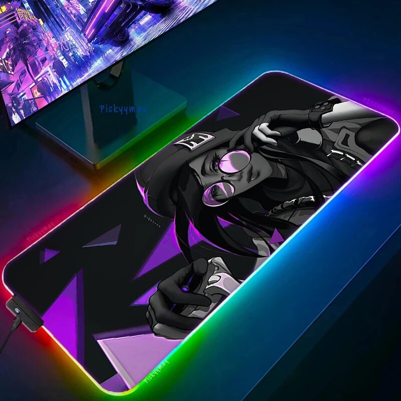Valorant RGB Gaming Mousepad Big LED Gamer Mausepads PC Desk Mat Luminous Mouse Pad Large Keyboard 14 - Valorant Store