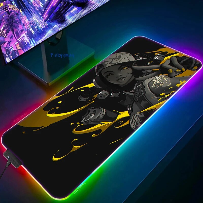 Valorant RGB Gaming Mousepad Big LED Gamer Mausepads PC Desk Mat Luminous Mouse Pad Large Keyboard 15 - Valorant Store