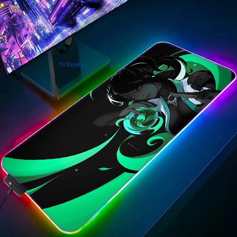 Valorant RGB Gaming Mousepad Big LED Gamer Mausepads PC Desk Mat Luminous Mouse Pad Large Keyboard 16 - Valorant Store