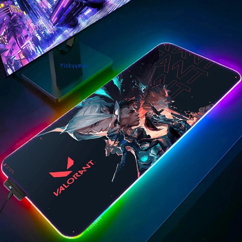 Valorant RGB Gaming Mousepad Big LED Gamer Mausepads PC Desk Mat Luminous Mouse Pad Large Keyboard 17 - Valorant Store