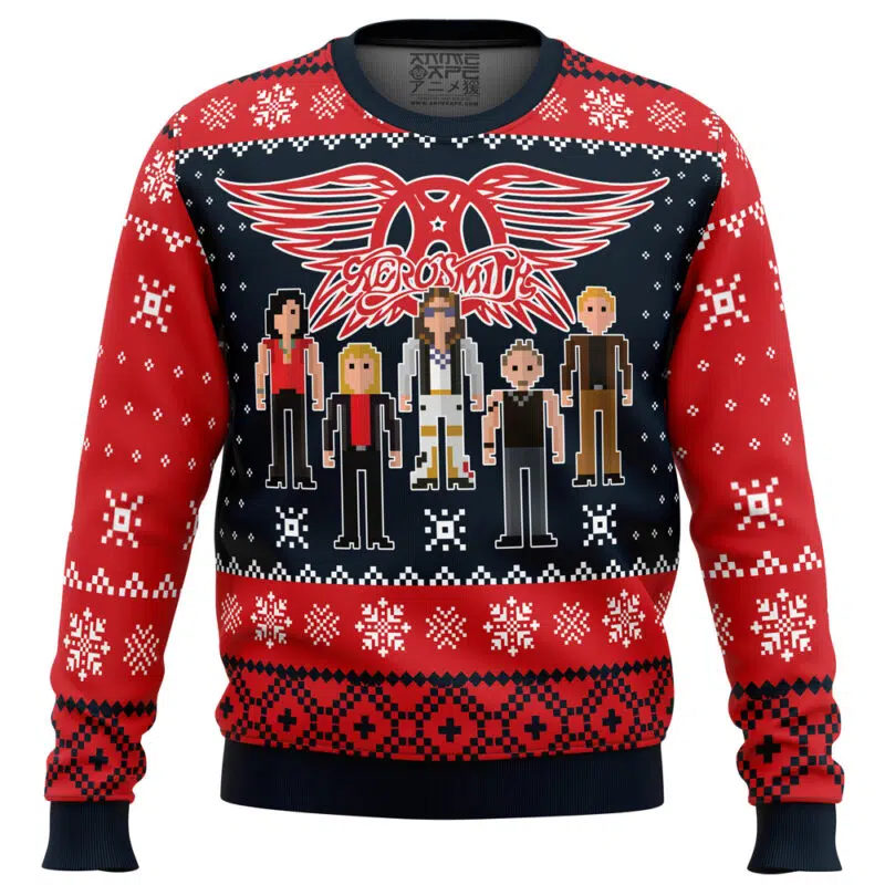 Aerosmith Ugly Christmas Sweater FRONT - Valorant Store